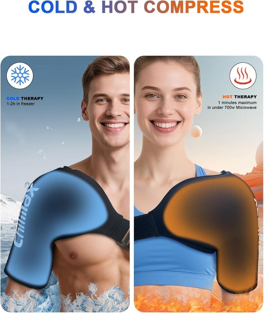 Shoulder Ice Pack Wrap, Reusable Hot and Cold Therapy Compression Wrap for Ro...