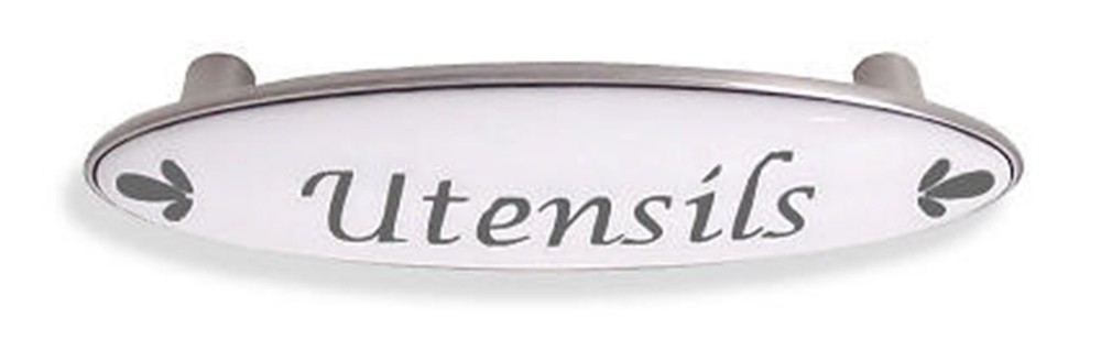 3" Utensils Drawer Pull Ceramic & Satin Nickel