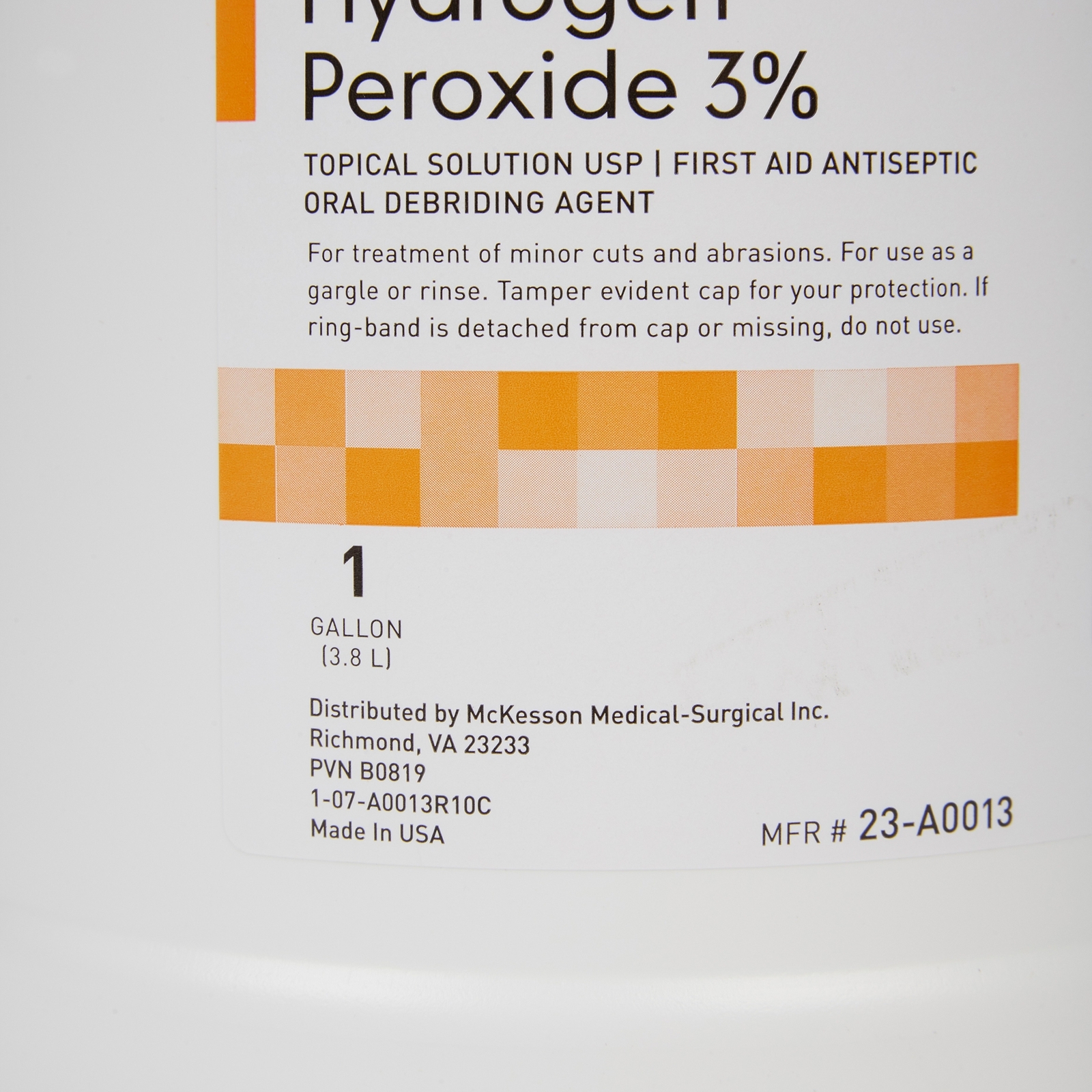 4 Pack McKesson 1 Gallon First Aid Antiseptic Hydrogen Peroxide 3% Liquid Bottle