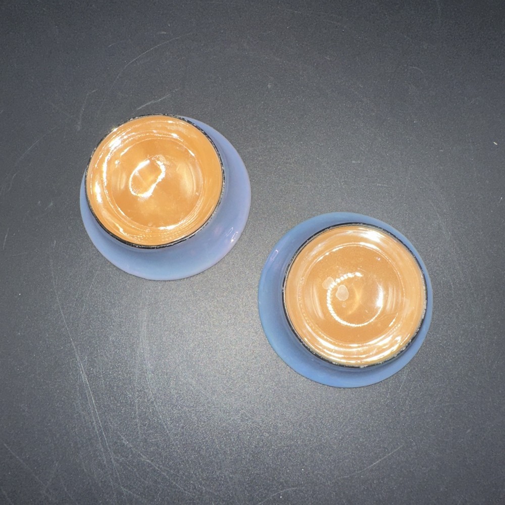 Noritake Pair Blue Peach Lusterware Open Salt Cellars