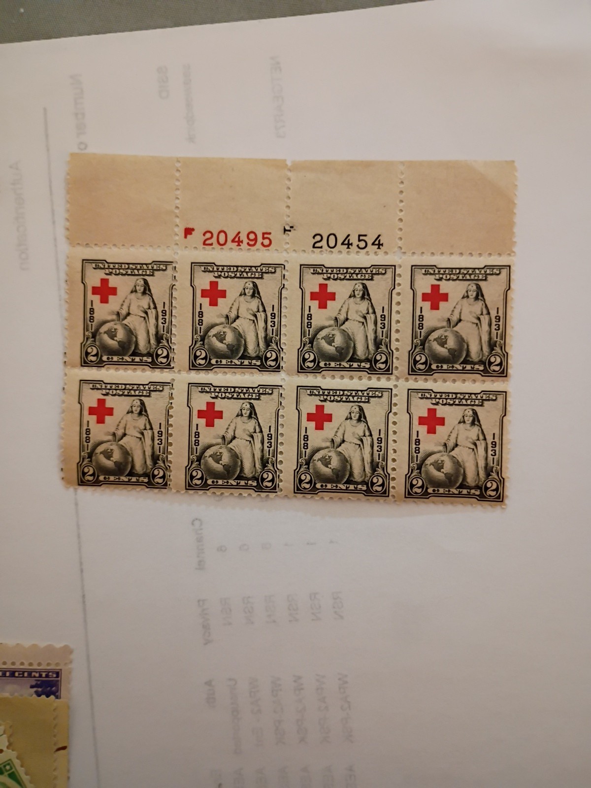 702, Mint NH Red Cross Shifted Down Into Design Plate Block Of 8 Error -