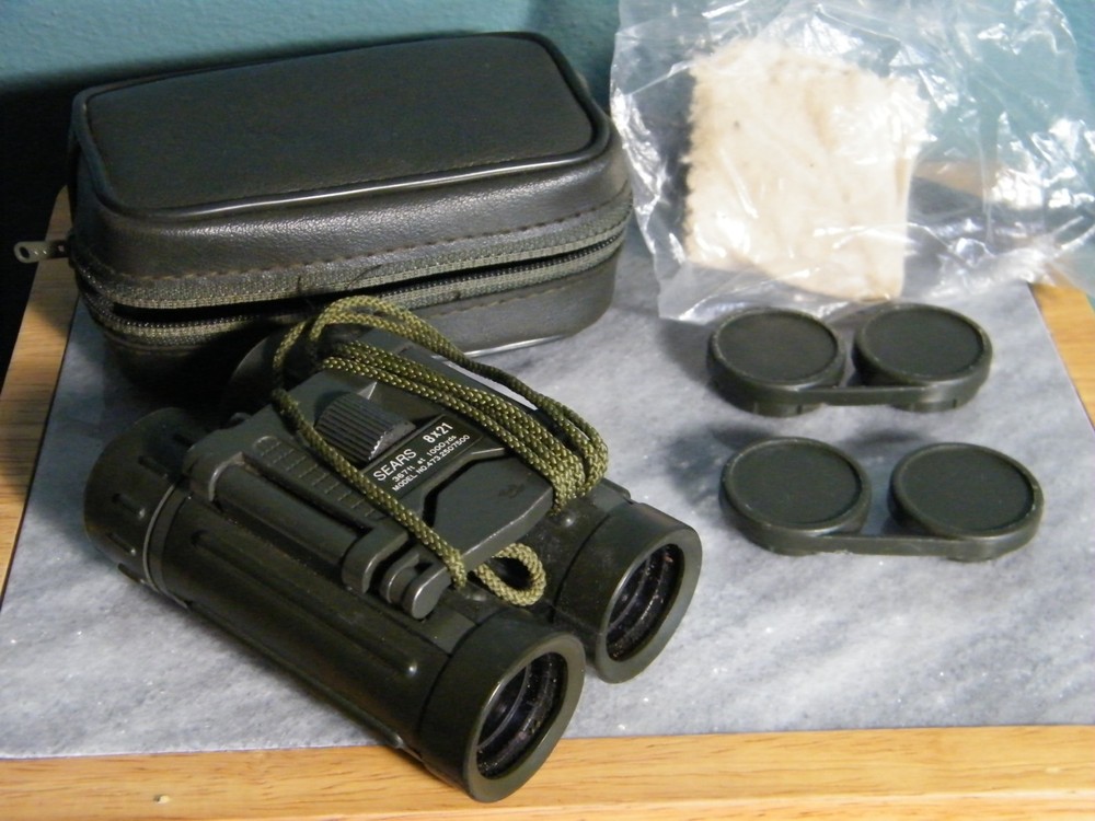 Vintage Sears 8×21 Compact Binoculars with Case EXC+++