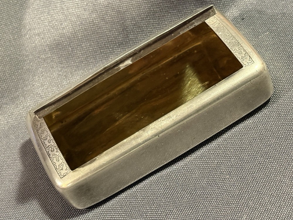 Antique Victorian 800 Silver Snuff Box Dated 1874