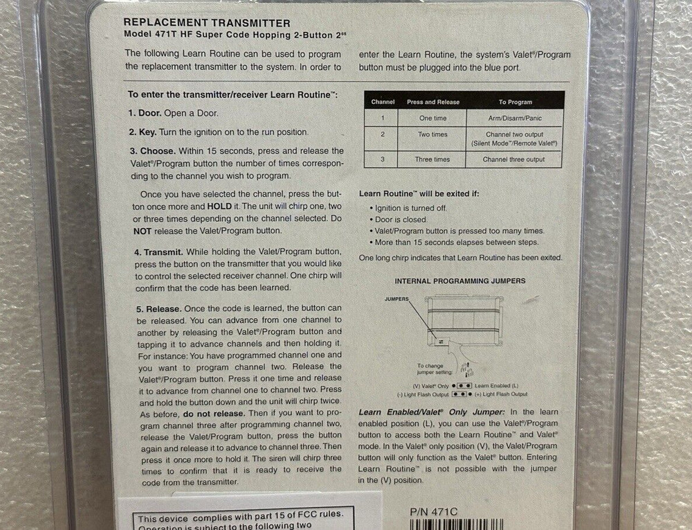 Viper 471T 2-Button Replacement Remote Control Transmitter OEM Directed Sealed