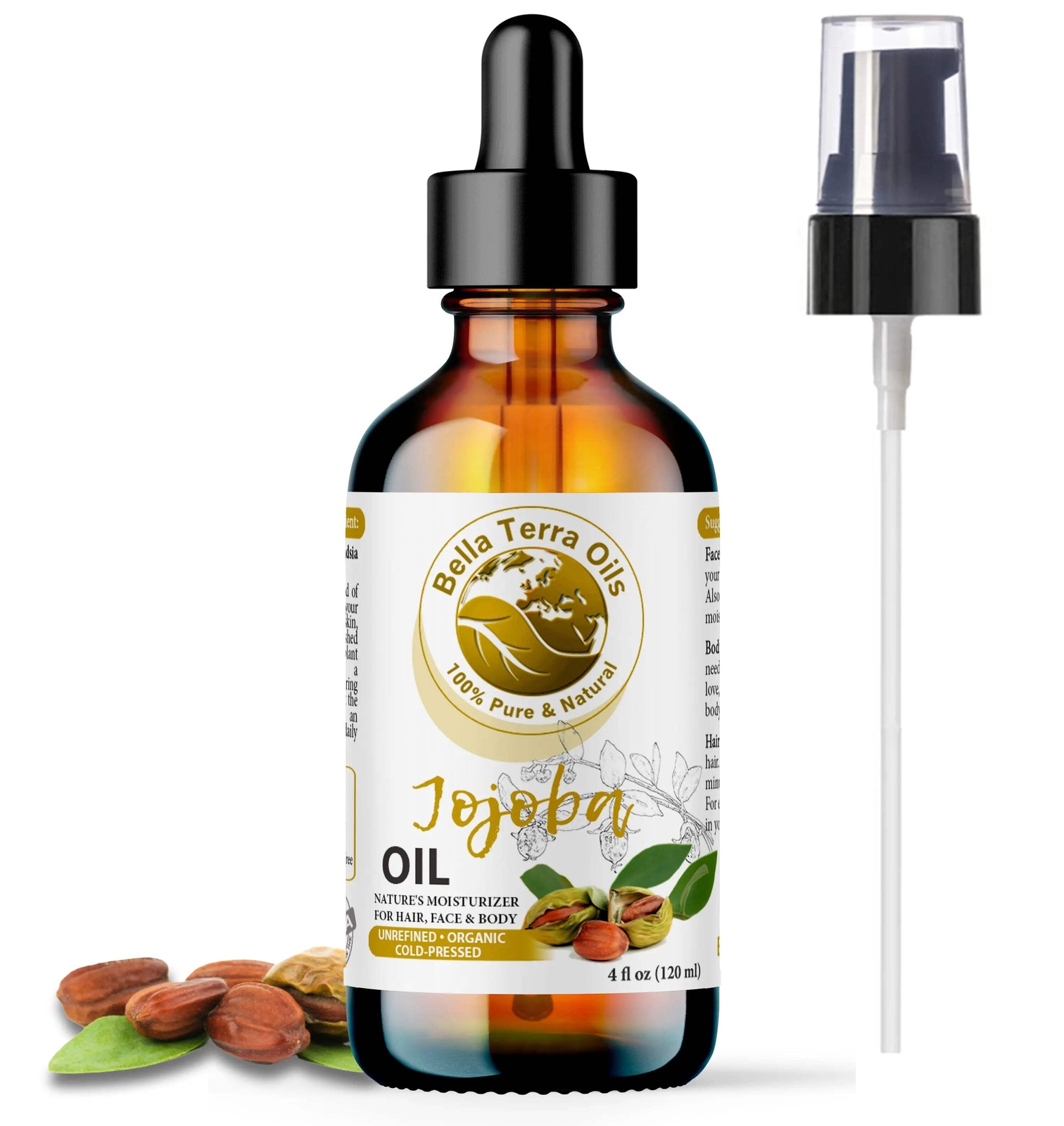 Organic Cold-Pressed Golden Jojoba Oil 100% Pure Skin Hair Face Moisturizer