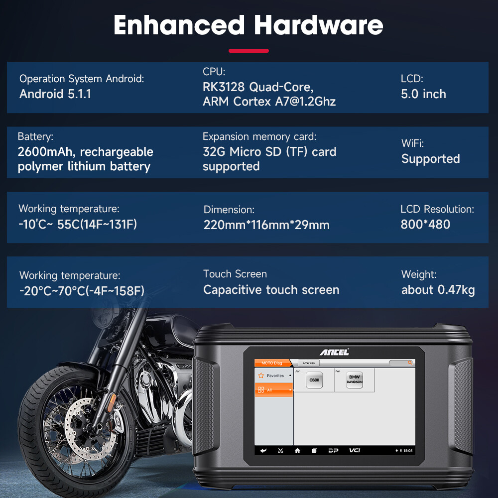 ANCEL MT510 All Systems Motorcycle Diagnostic Tool Fit For BMW OBD2 Code Reader