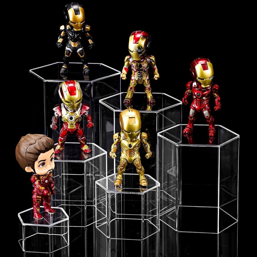 Hexagonal Jewelry Display Risers Riser Stands Acrylic Clear