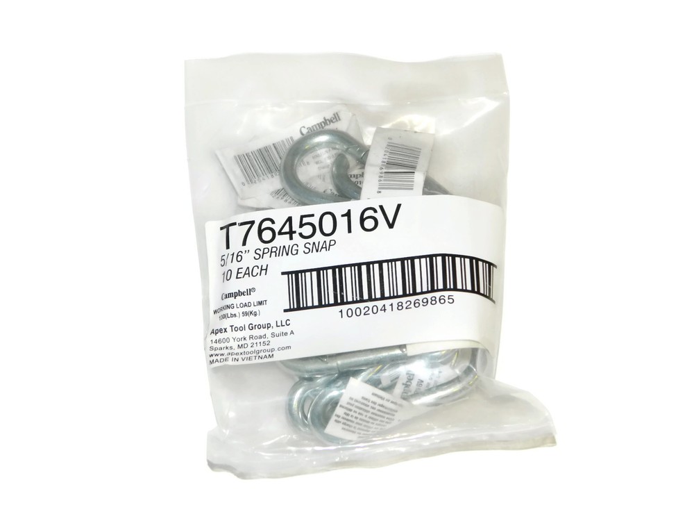 10x Campbell 5/16" Spring Snap Link - 130 Lbs Working Load Limit