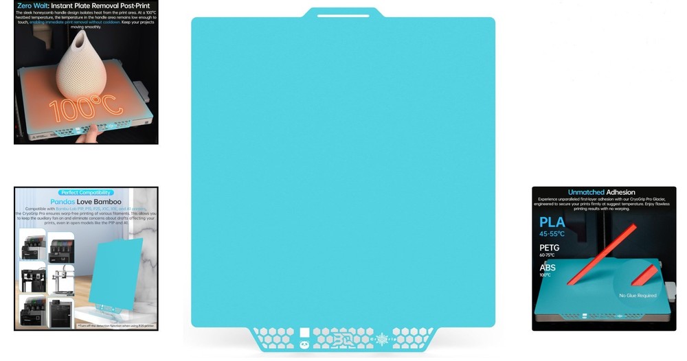 CryoGrip Pro Glacier 257mm Double-Sided Build Plate for Bambu-Lab Printers