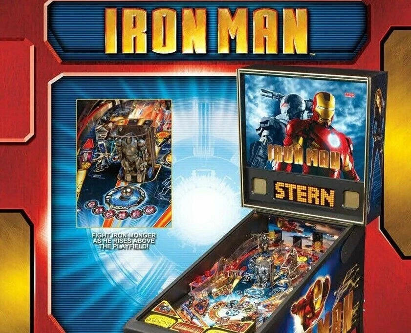 Iron Man Pinball Flyer Original Print NOS Superhero Marvel Comic Artwork