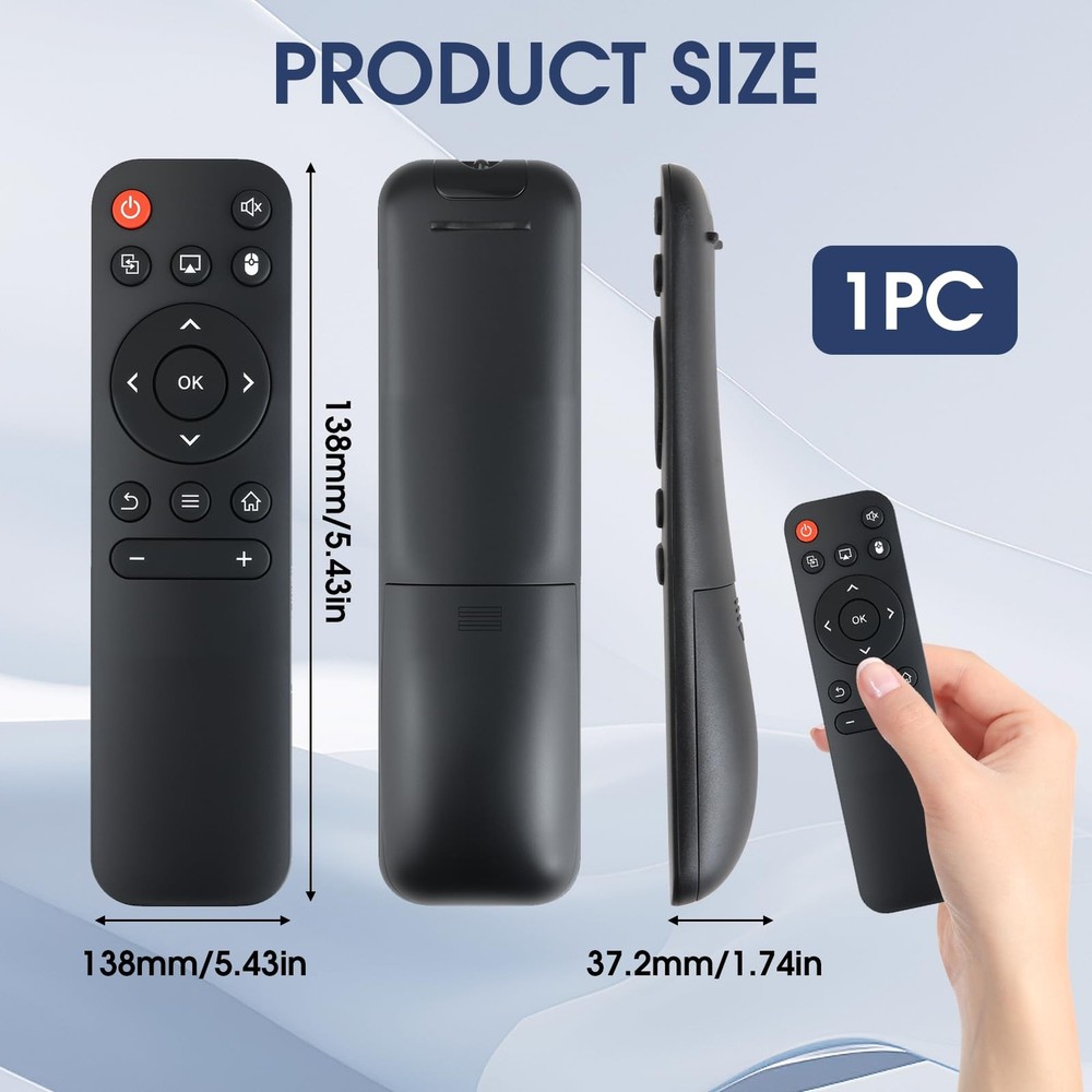 Replacement Remote for Mini Projectors, Compatible with FEARWIKY, Black