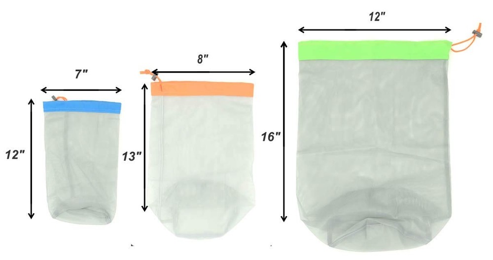 Lightweight See-through Mesh Stuff Sack Ditty Bags, Nylon Drawstring Storage ...