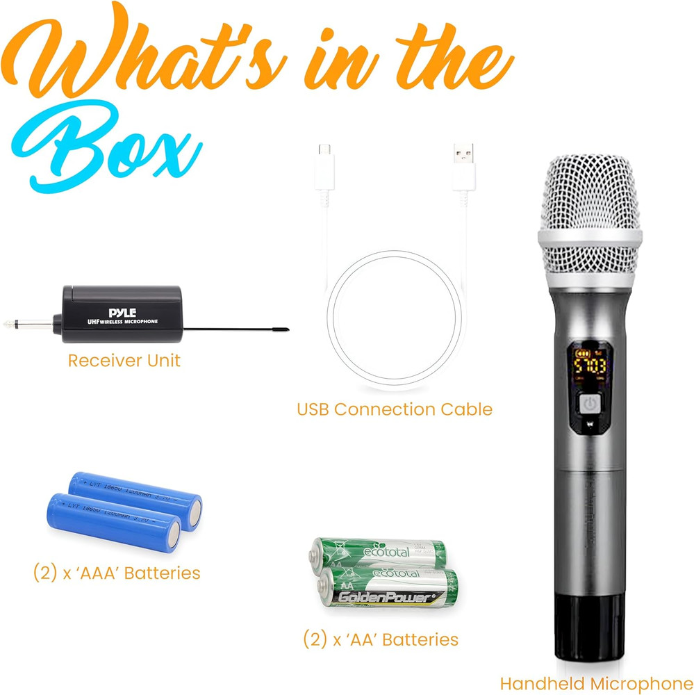 , UHF Wireless System Kit-Portable Professional Battery Operated Handheld Dynami