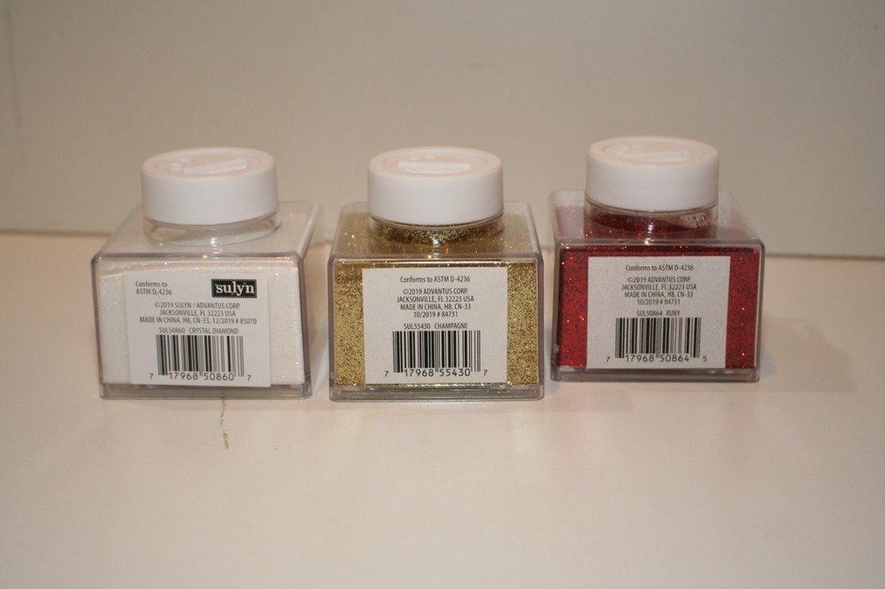 Extra Fine Crystal Diamond, Champagne, Ruby Glitter 2 Oz jars