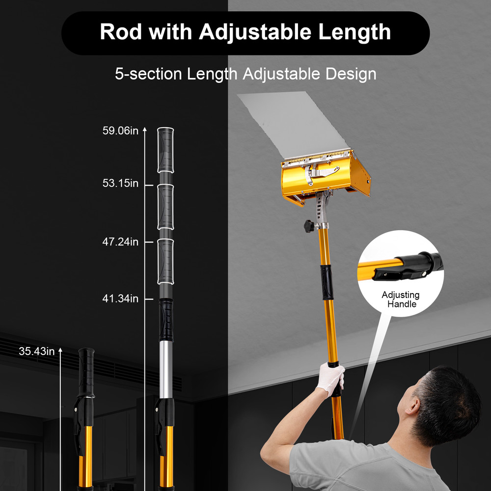 Adjustable 10" Drywall Taping Tools Flat Finishing Box Set w/ Extendable Handle