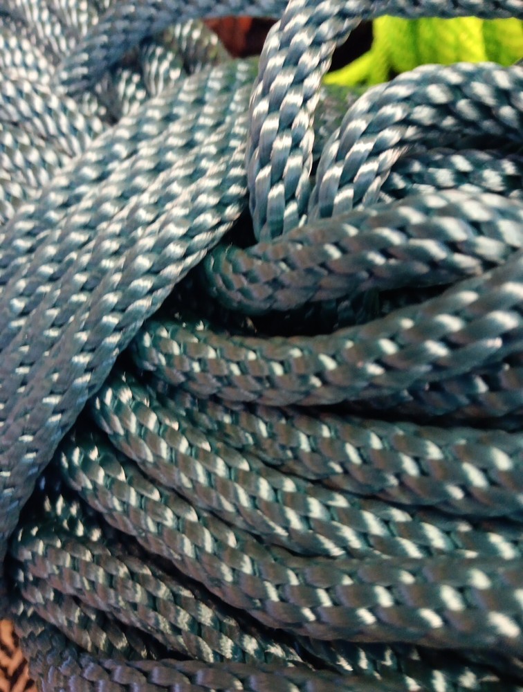 3/8” x 181 ft. Solid Braid Polyester Rope. Made in USA. Light Blue