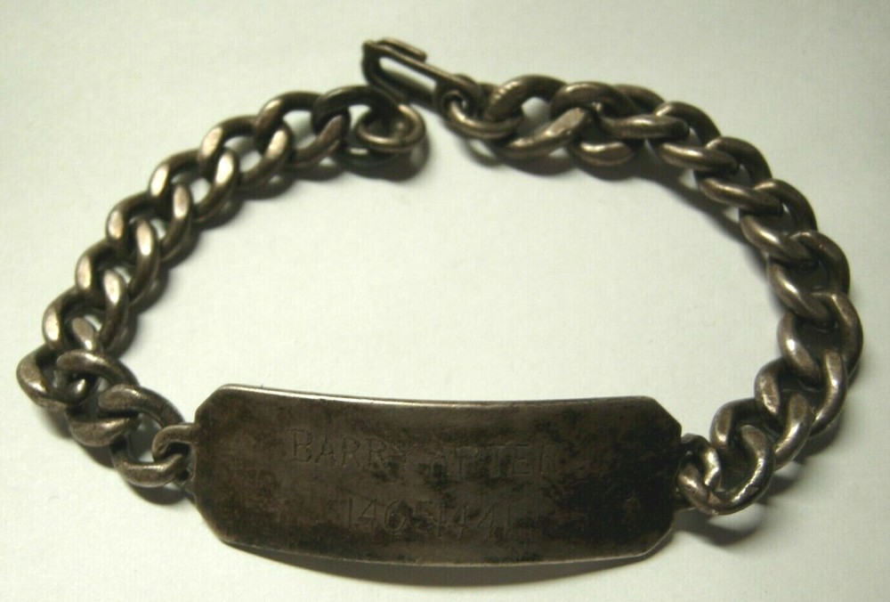 WW2 US Army Sterling ID Bracelet - Barry Apter 14051441 - North Carolina