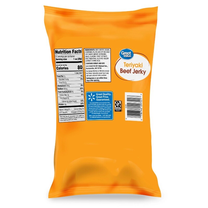 Great Value Teriyaki Beef Jerky Value Pack, 10 oz