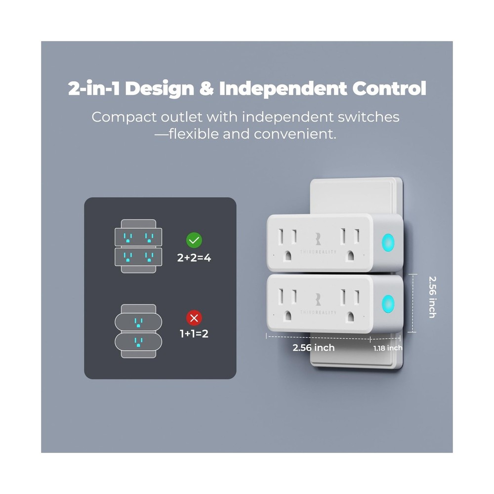 THIRDREALITY Smart Dual Plug, Zigbee 2-in-1 Smart Outlet with Indep... Fast Ship