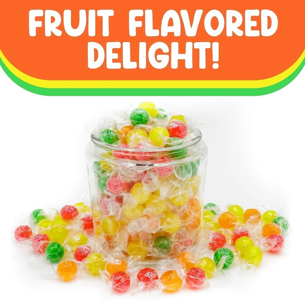 Sour Assorted Fruit Balls, Individually Wrapped, Bulk Hard Candy - 5 Pounds