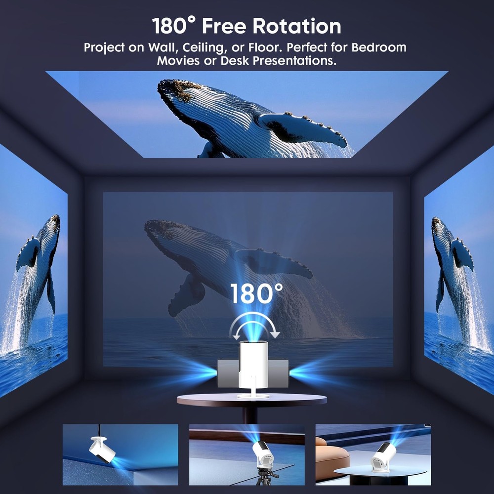 [Built-in Apps] Mini Projector with WiFi and Bluetooth, Native 1080P Portable...