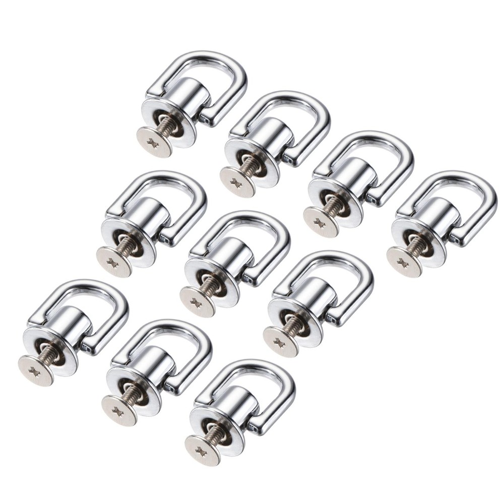 12x10mm Ball Head Button Studs with D Ring Silver White 10pcs