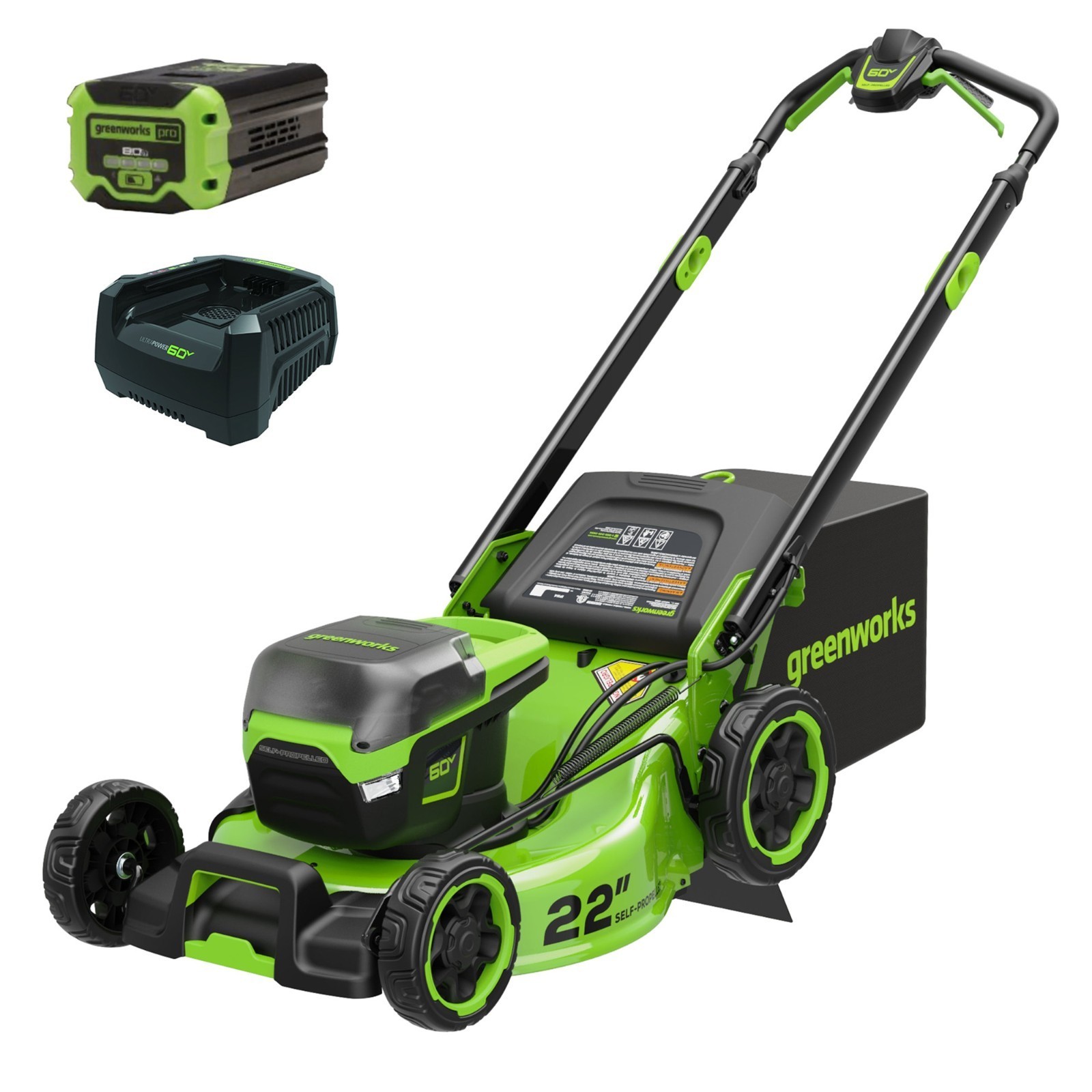 Greenworks 60V 22 inch Self-Propelled Lawn Mower w/ 8Ah Battery and 6A Charger