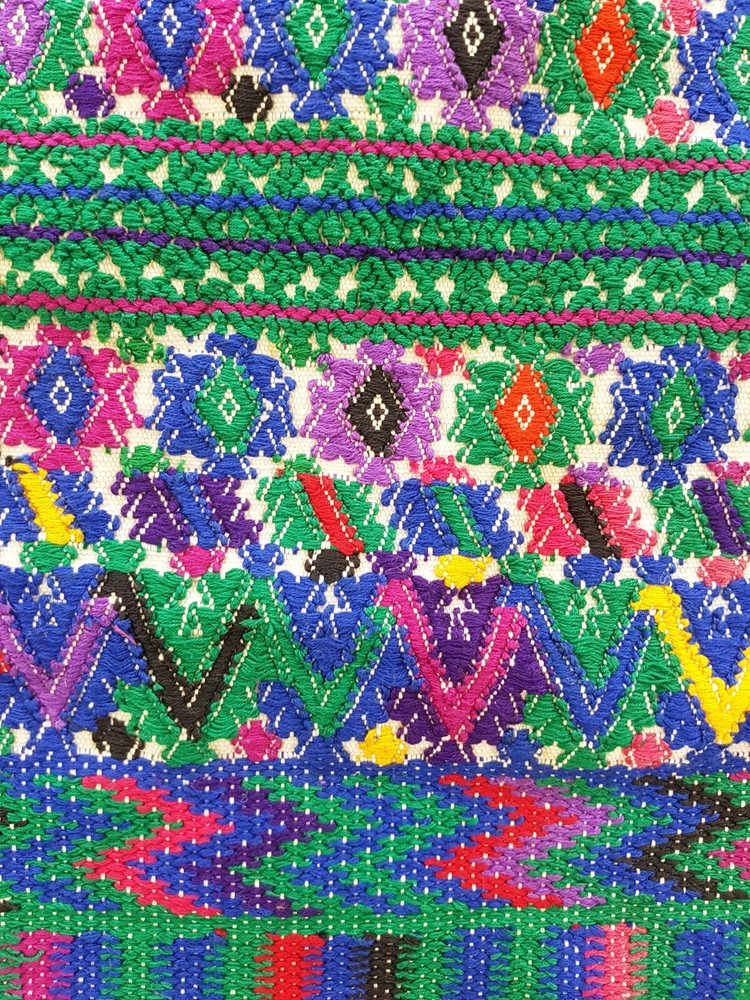 Vintage Guatemalan Handwoven Geometric Pattern Panel 127x47cm