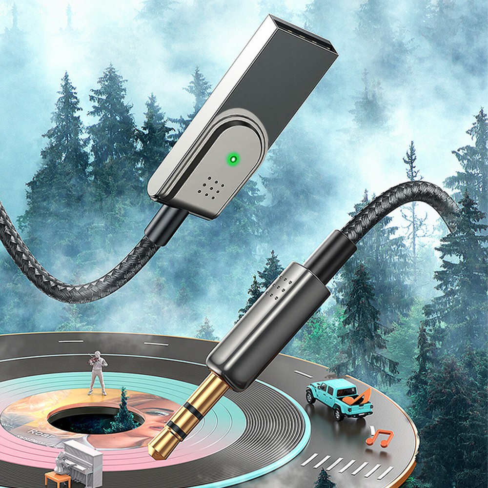 Bluetooth Audio Music Receiver Cable 3.5mm to USB AUX Wireless Car Home Adapter