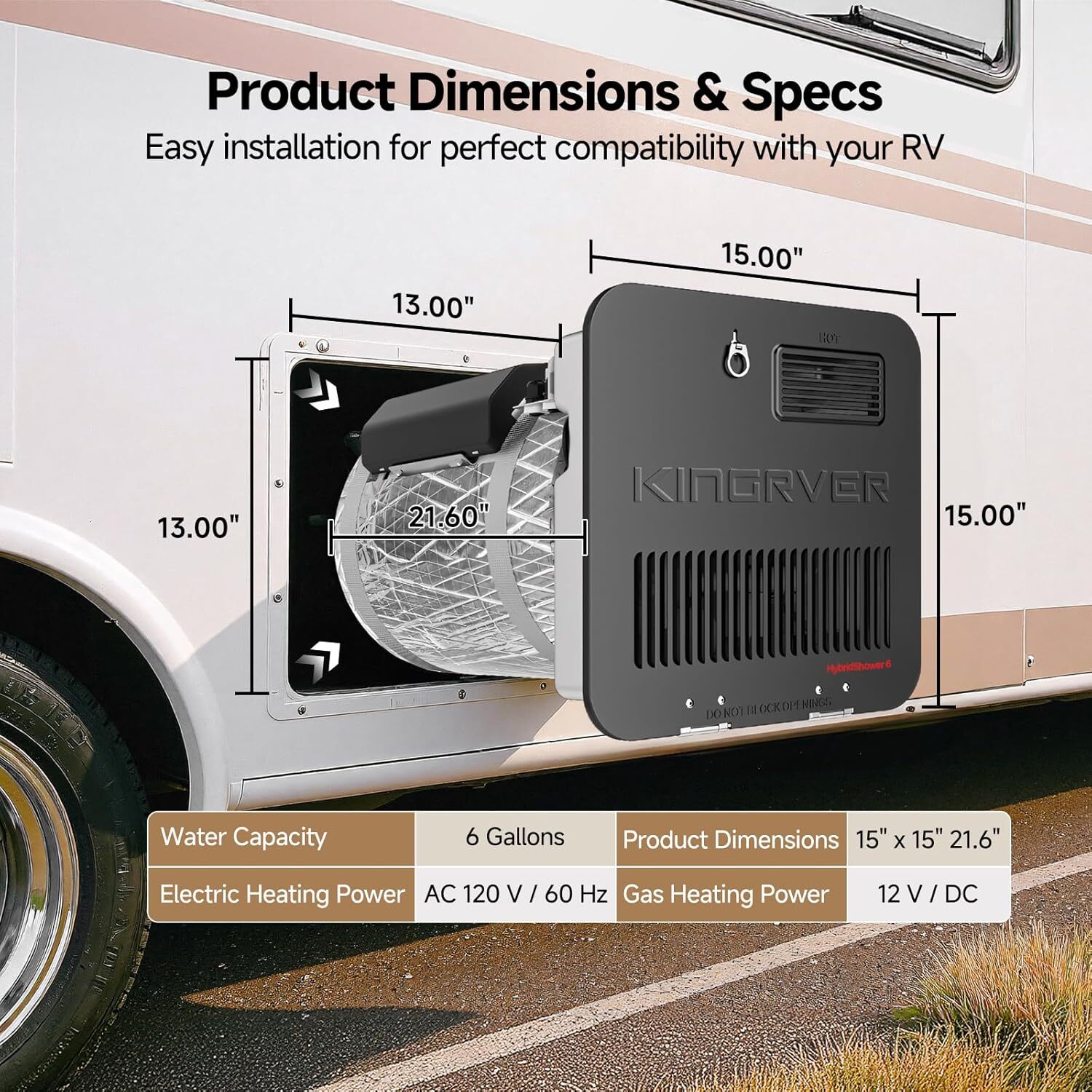 6 Gallon RV Water Heater Gas & Electric For Suburban Dometic RV Hot Water Heater