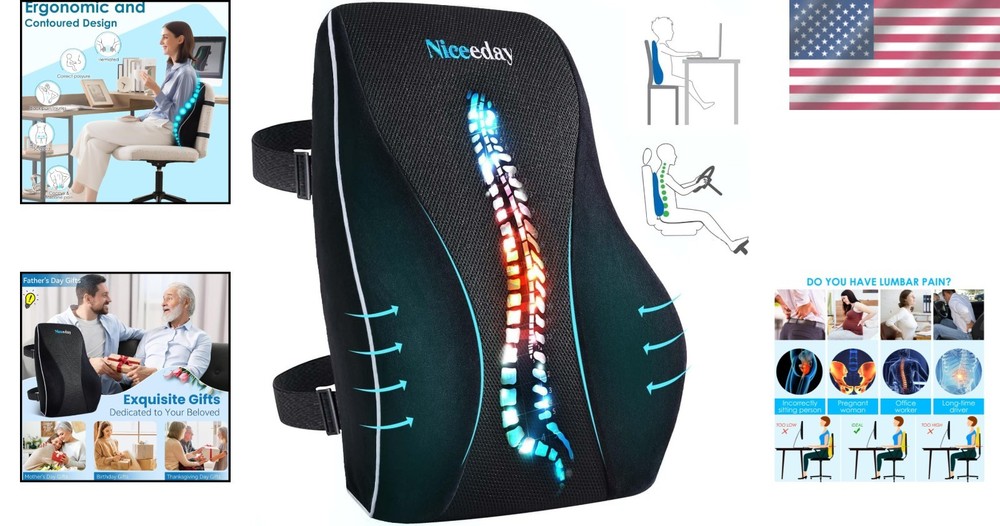 3D Mesh Ergonomic Back Support Pillow - Soft Memory Foam Relief for Office