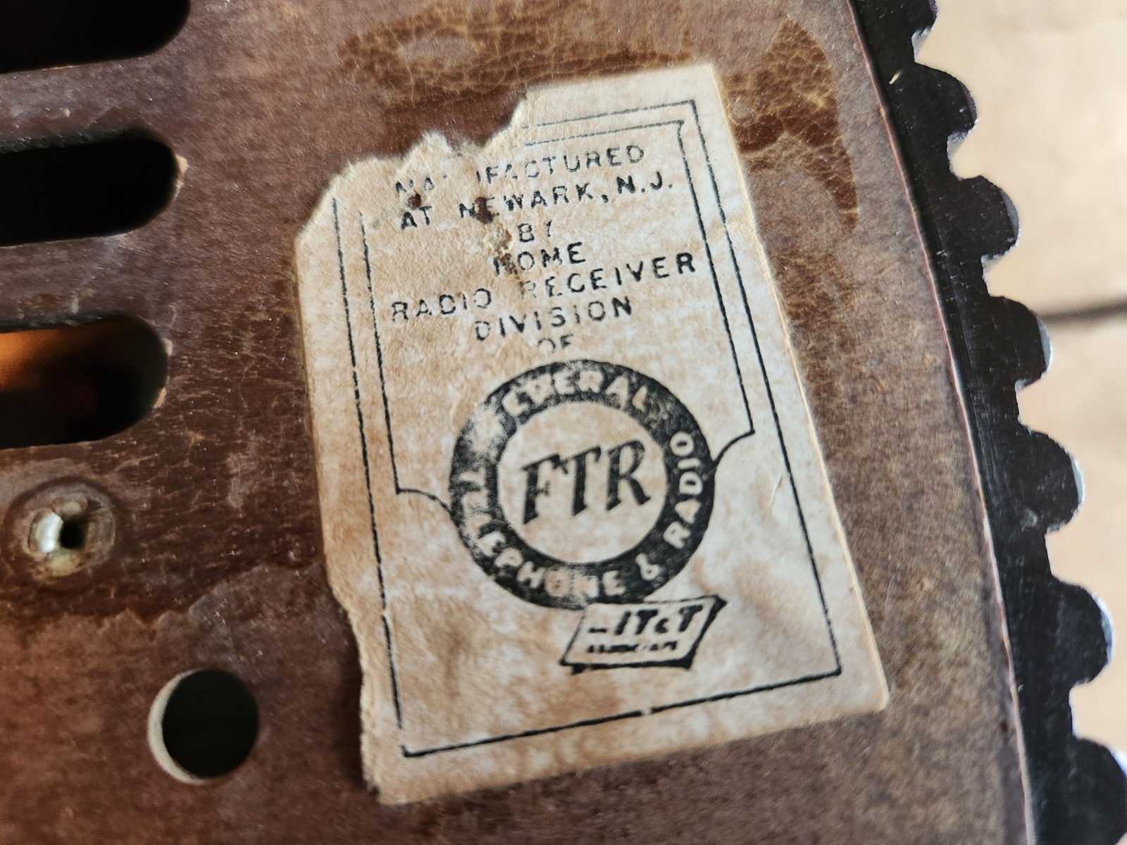 Federal Telephone + Radio Co. 1040TB 1947 Tube Radio Not Working Parts Brown Vtg