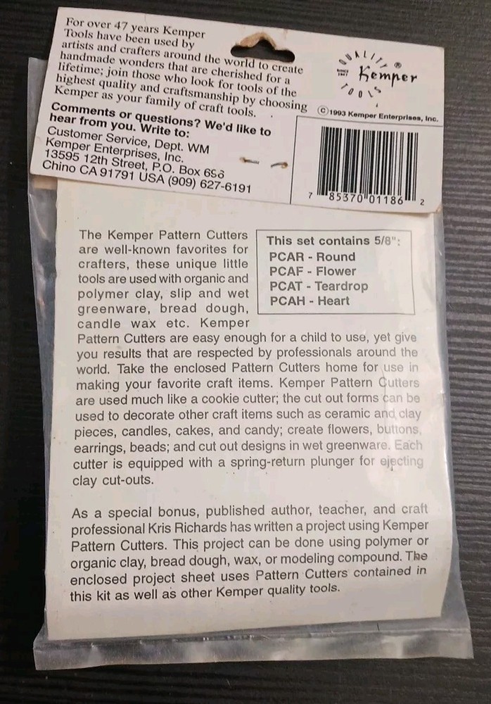 Kemper Tools Clay Cutters Pattern Cutter Set 3/4" Basic Set Made in USA