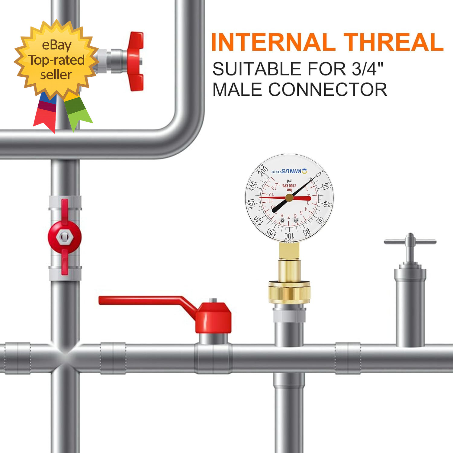 Water Pressure Gauge Female Gauge Water Pressure Test Gauge for Home Dial