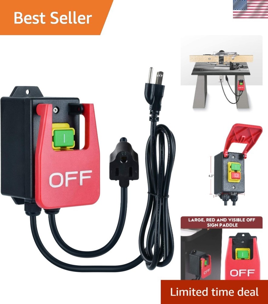 Durable 110V Kill Switch with Large Stop Paddle - Ideal for Workshop Safety