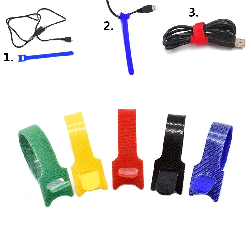 Hook And Loop Cable Ties Straps Strapping Reusable Width 12mm Various Colours