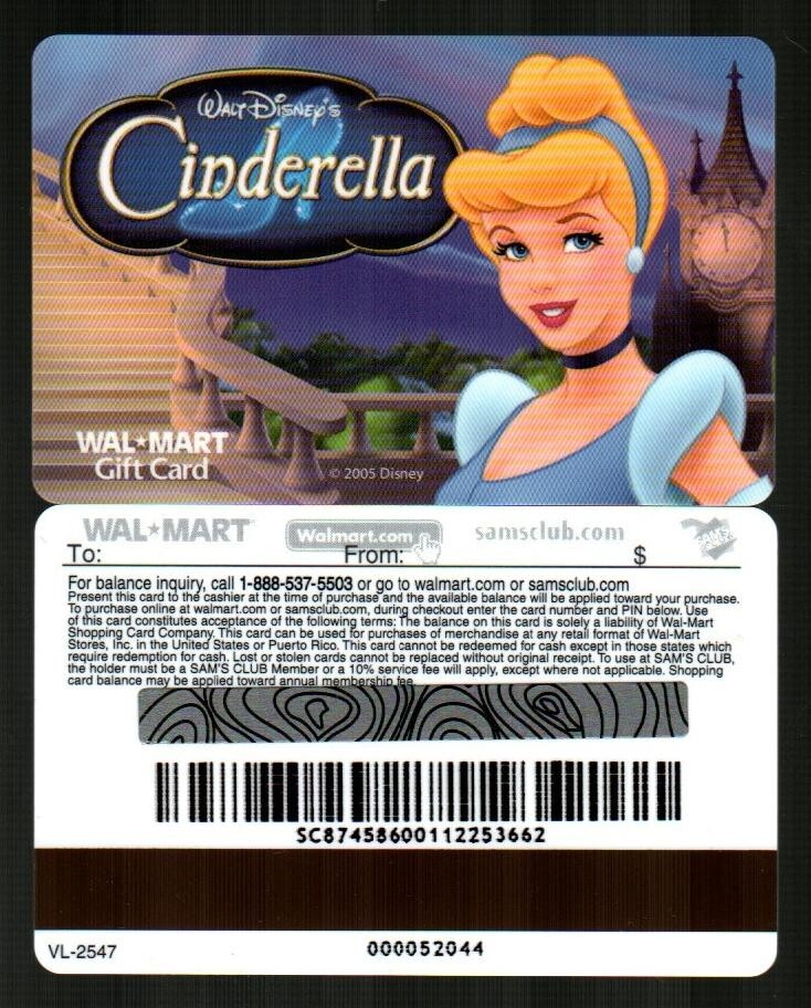 WALMART Disney, Cinderella ( 2005 ) Gift Card ( $0 )
