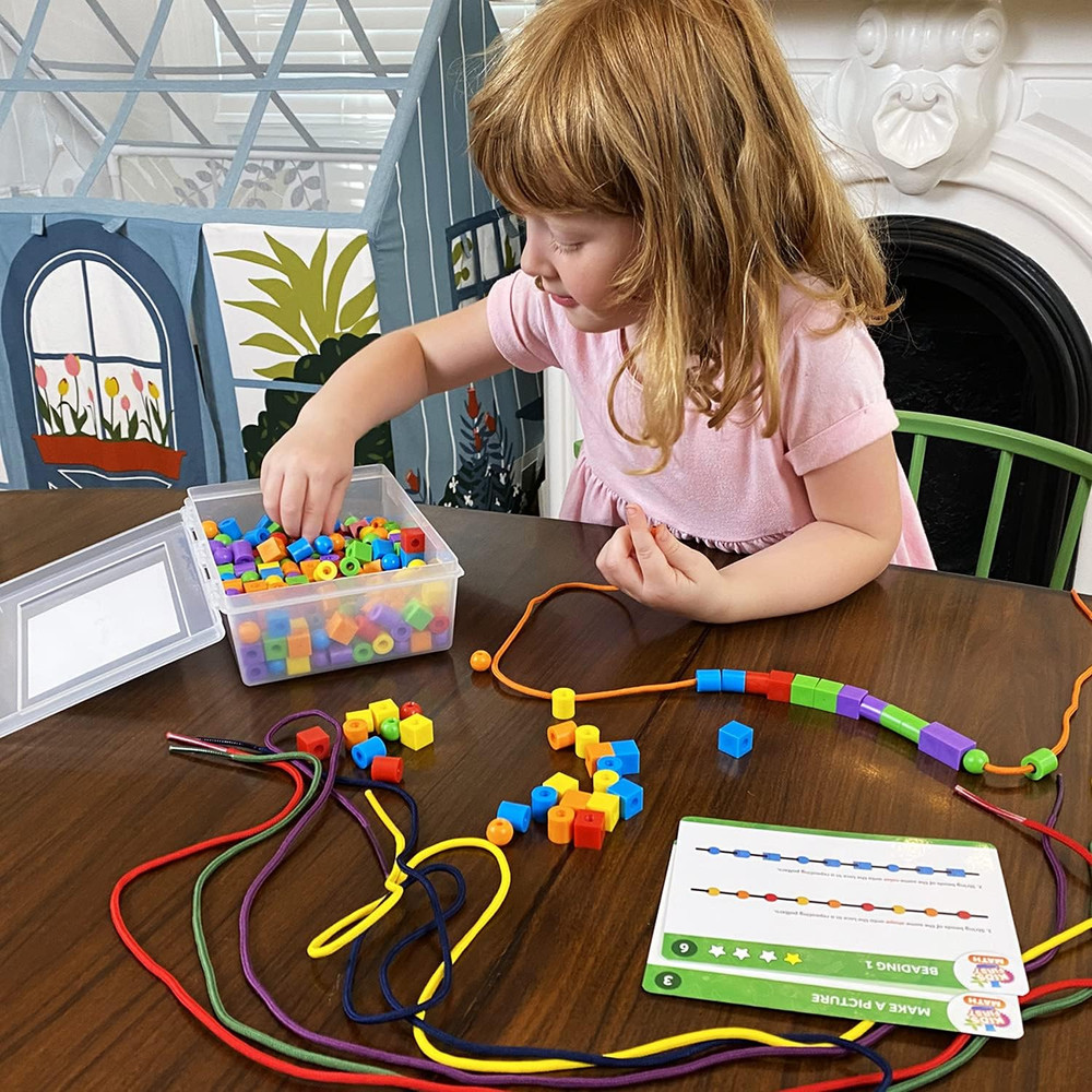 Kids First Math: Lacing Beads Math Kit W/Activity Cards | Develop Skills in Coun