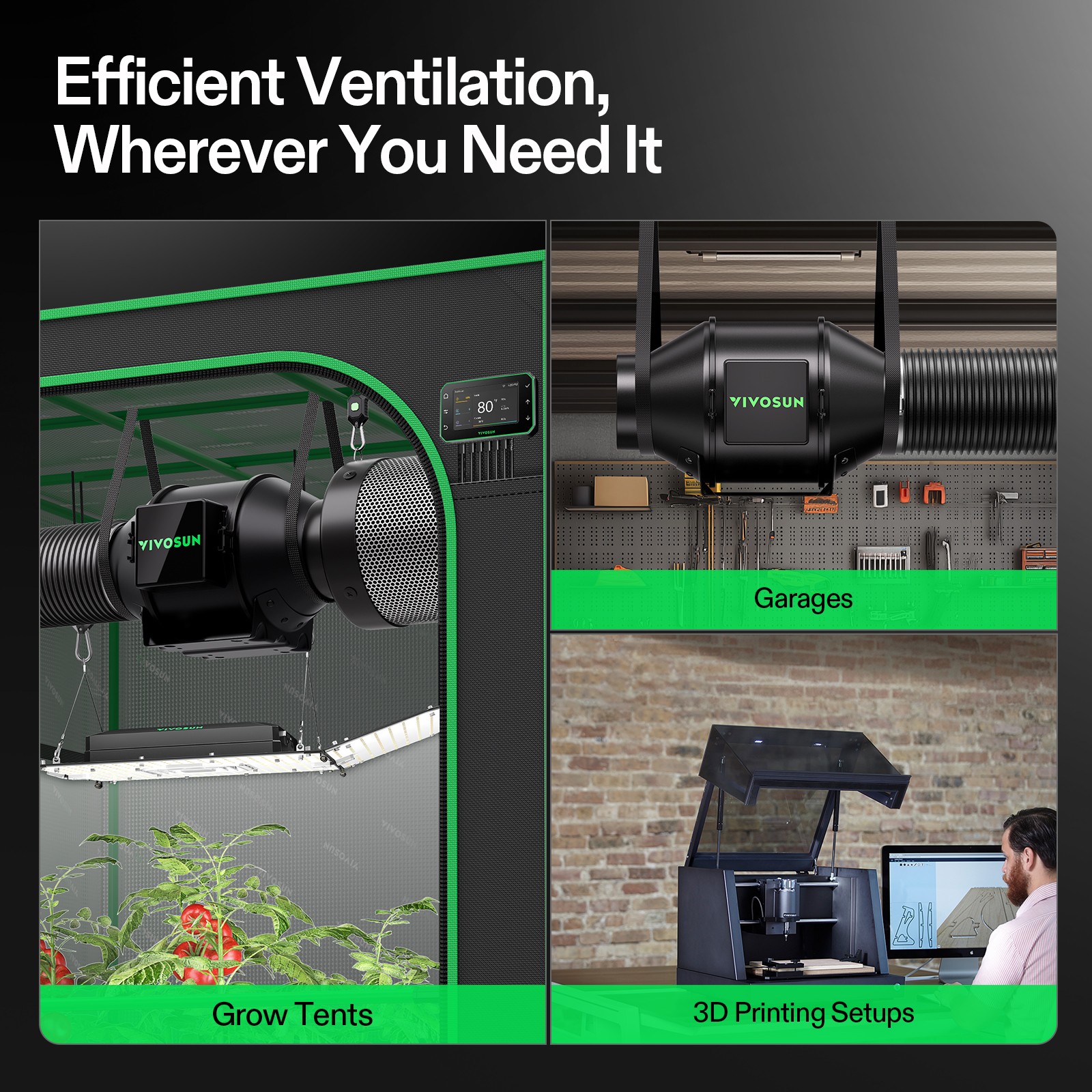 VIVOSUN Smart Air Filtration Kit PRO G4 Inlien Fan for Grow Tent E42A+ Control