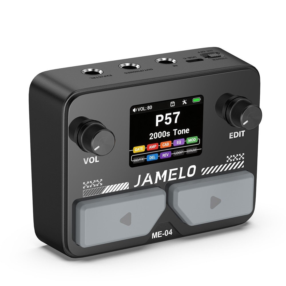 JAMELO Multi-Effects Guitar Pedal 125 Effects 100 Drum Rhythms Stereo 10 Modules