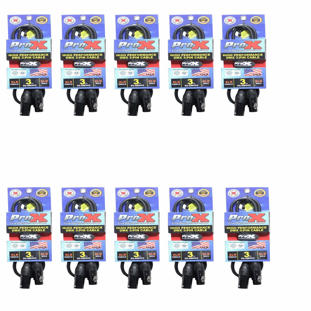 10 ProX 3 Pin 3 ft DMX High Performance Lighting Cable - Data Cable