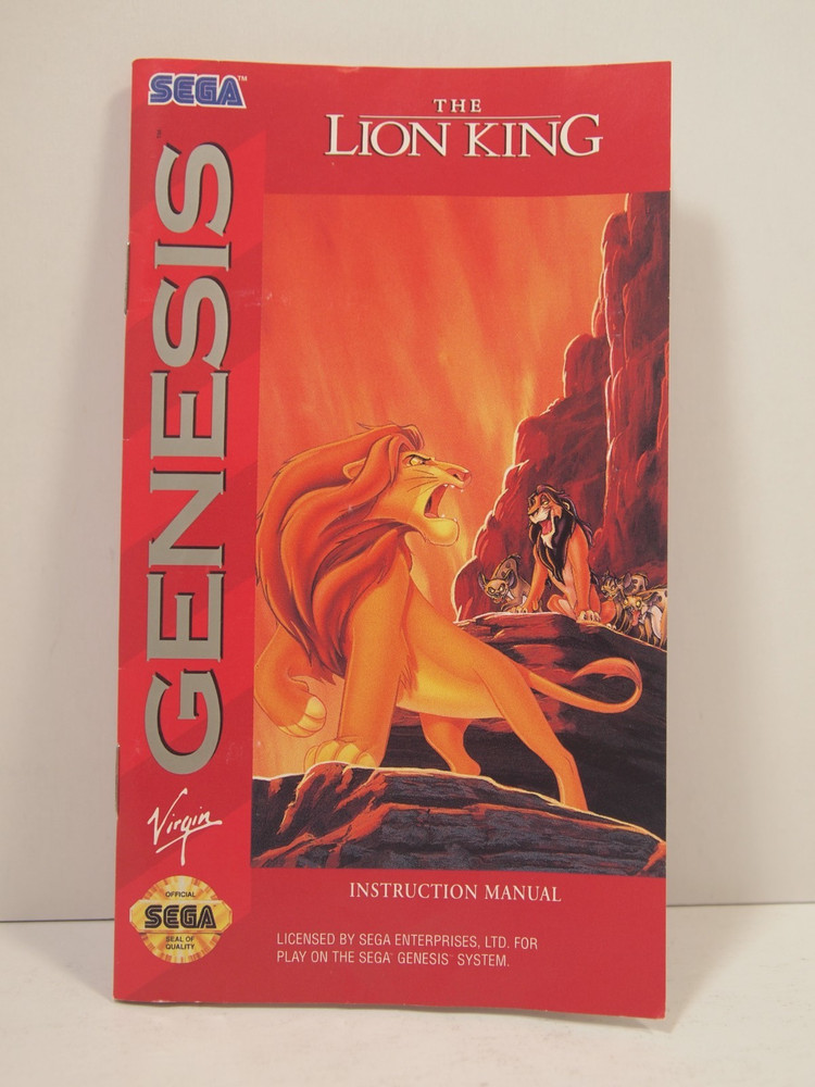 The Lion King (SEGA Genesis) Authentic MANUAL ONLY