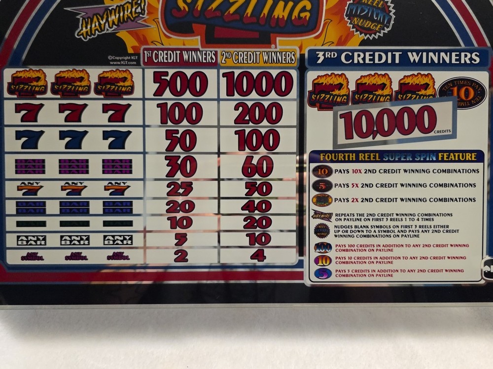 Super Spin, Sizzling 7 Slot Machine Glass.