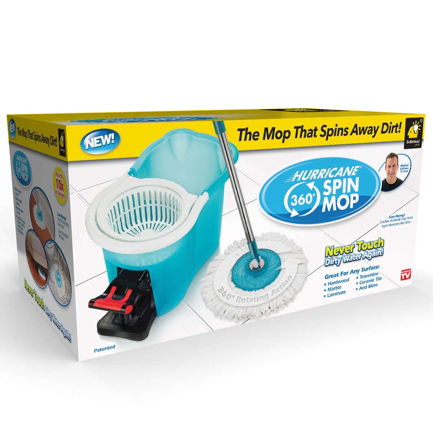 Hurricane Spin Mop Home Cleaning System by BulbHead, Floor Mop with Bucket