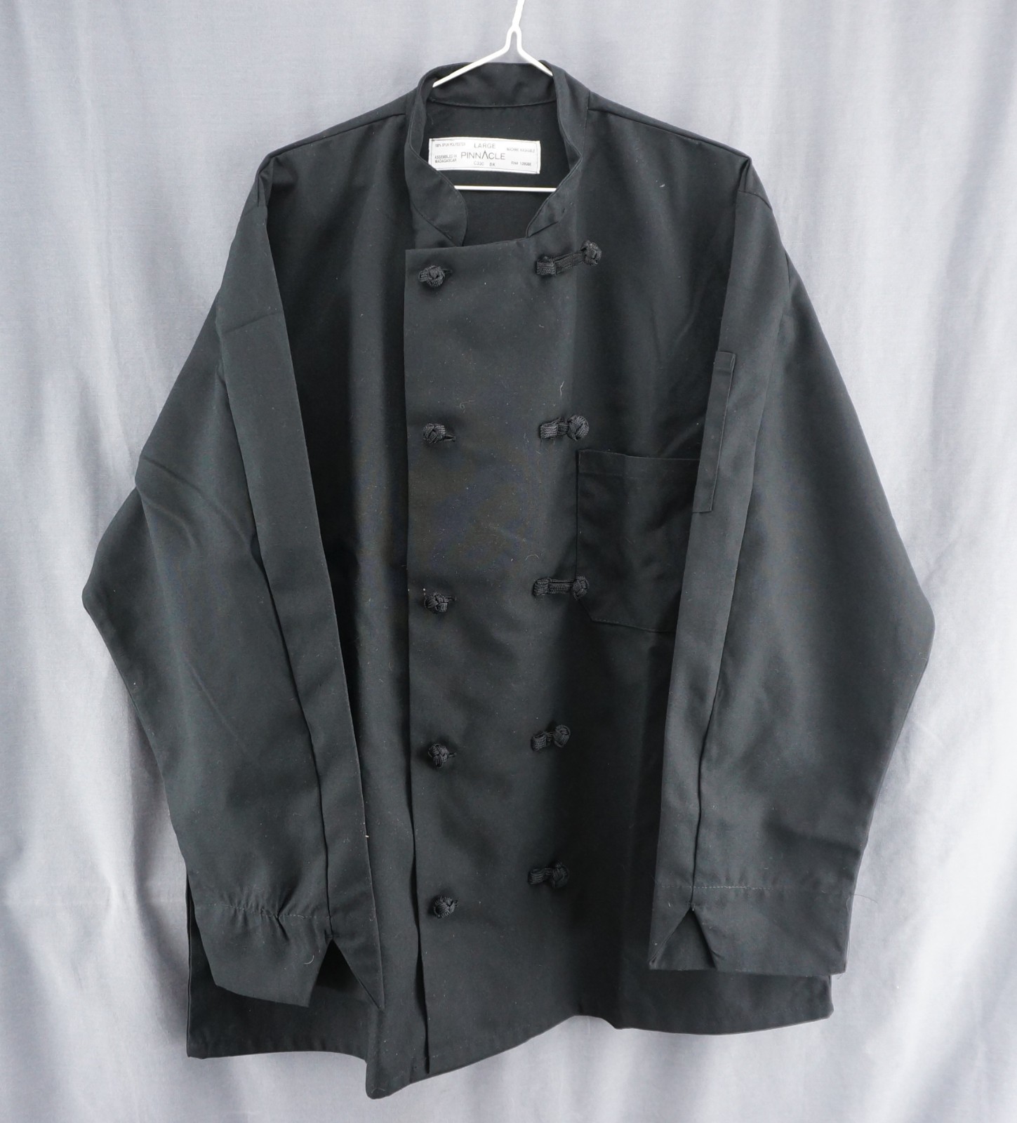 Pinnacle Chef Trends Coat 10 Knot Button Down Black Jacket Long Sleeve NEW