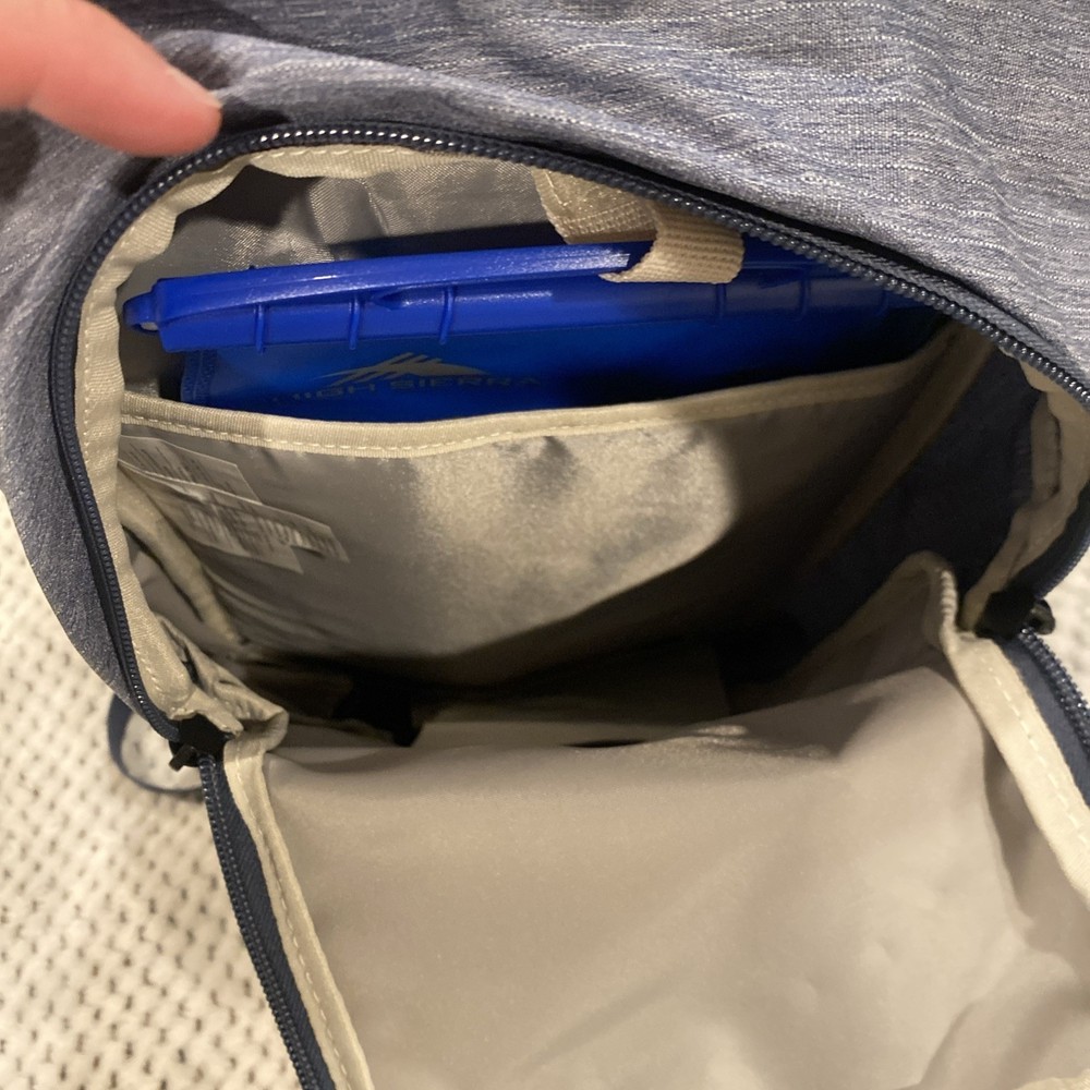 High Sierra Grey Hydration Backpack with 2L Bladder Blue Hydropack.