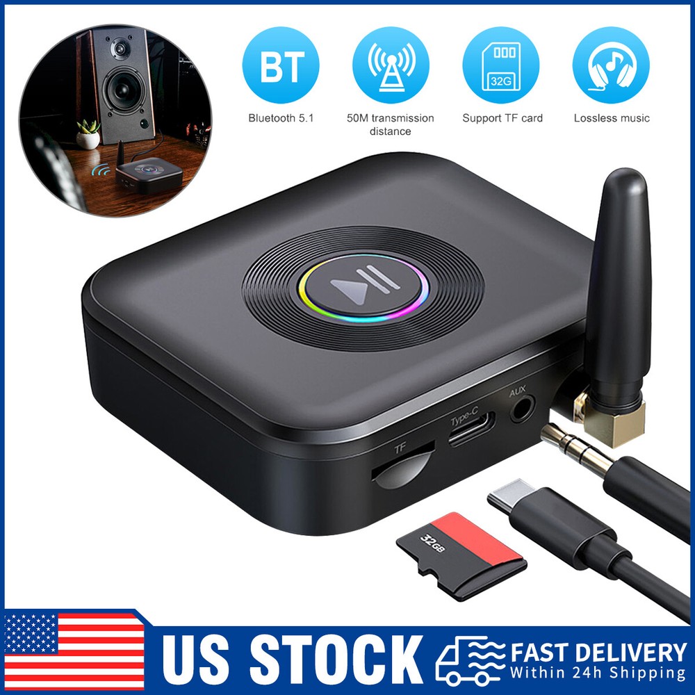 Bluetooth 5.1 Receiver Wireless 3.5mm Jack AUX to 2 RCA Audio Stereo Adapter A++