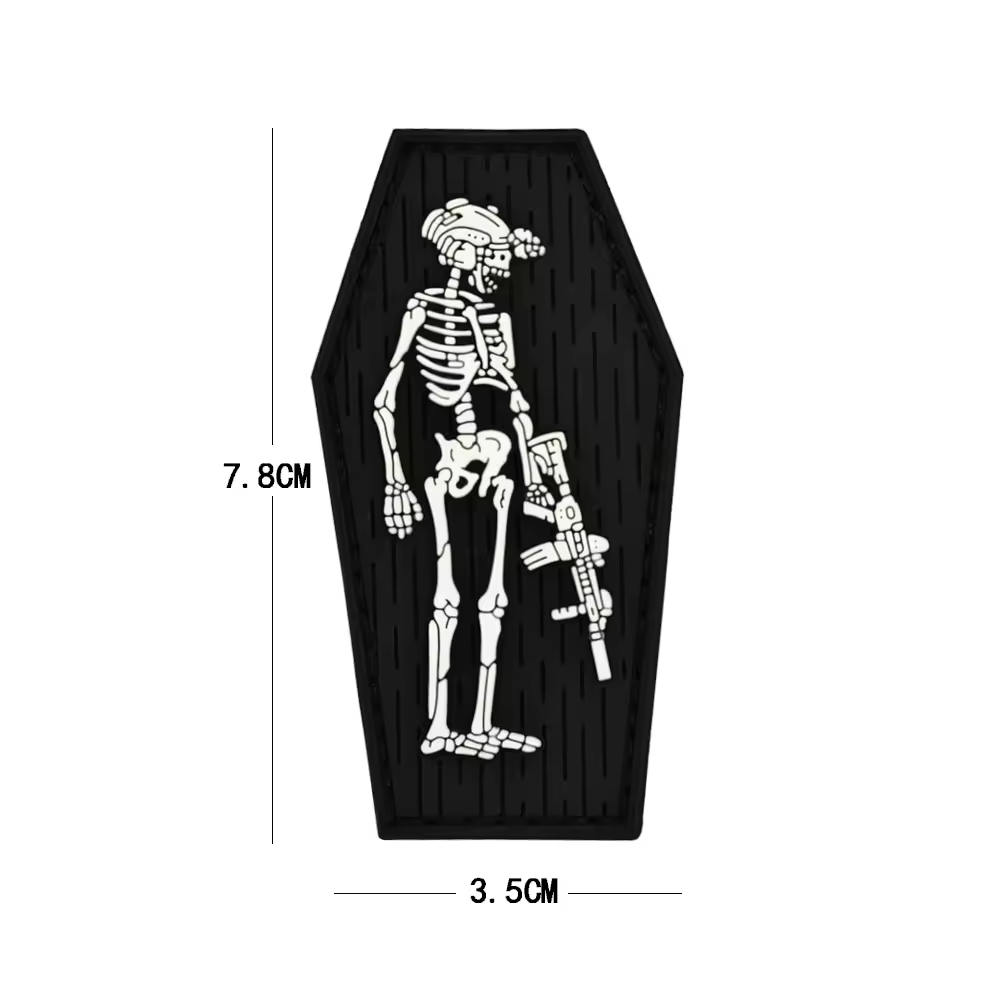 PVC Skull Skeleton Rubber Patch Skeleton Tactical Hook an Loop Swat Army Marine