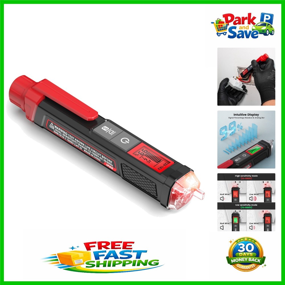 Compact Dual Range Voltage Tester with LCD and High Voltage Alert Features