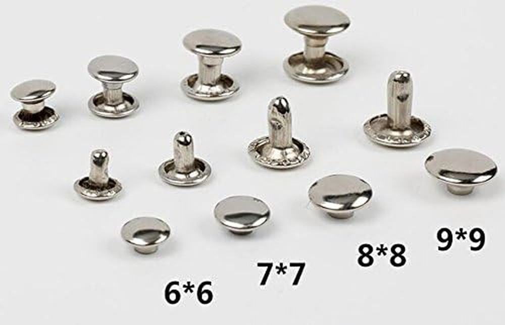 100 Sets 9MM Silver Stainless Steel Leather Rivets Double Cap Rivets Studs Fa...